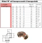 Winkel 90° mit Innenpressende & Innengewinde, Kupfer, Pressfittings, Verbinder